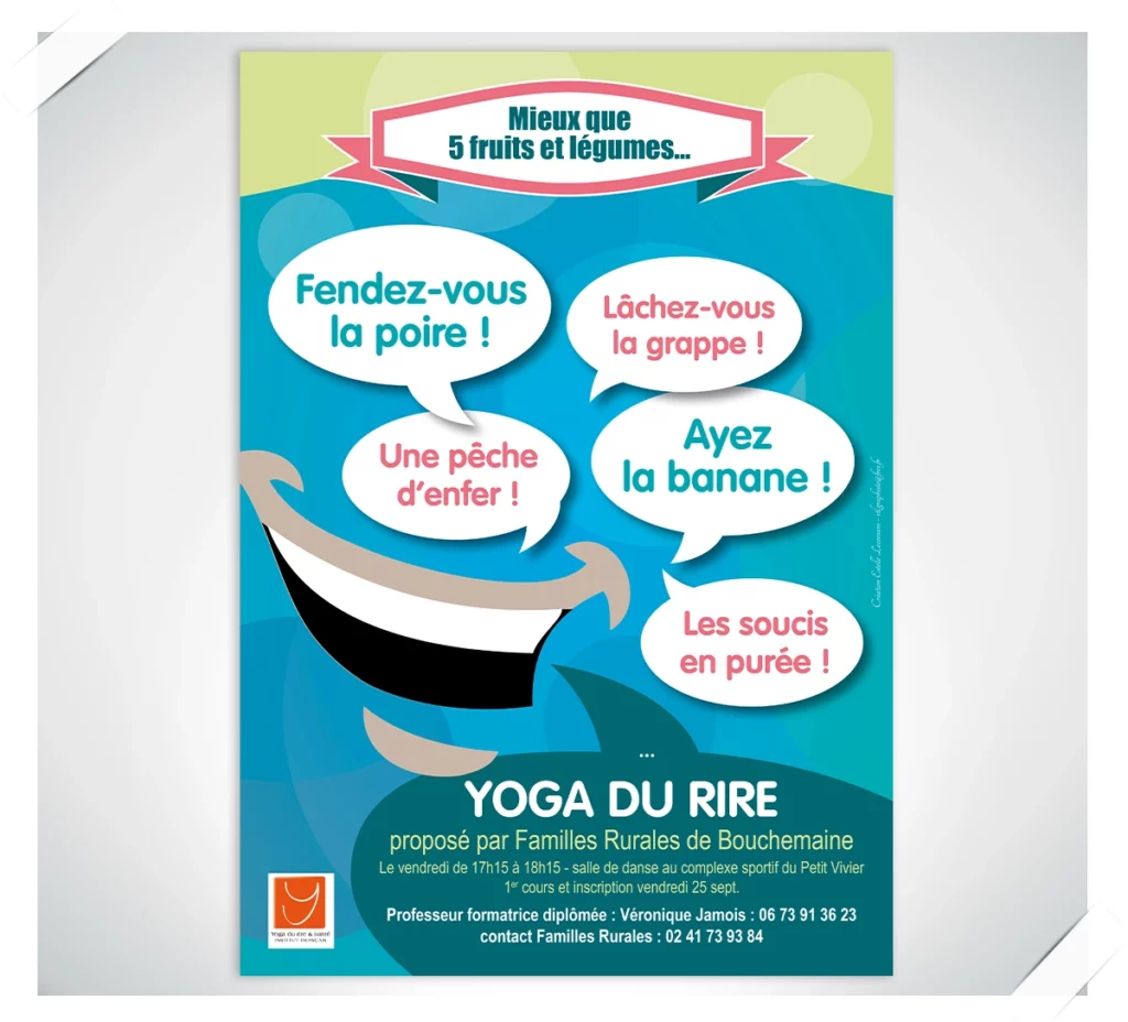 Affiche de promotion du Yoga du Rire pour une association