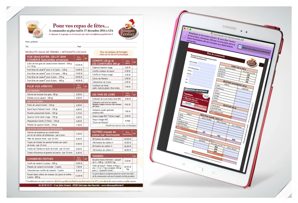 Bons de commandes remplissables