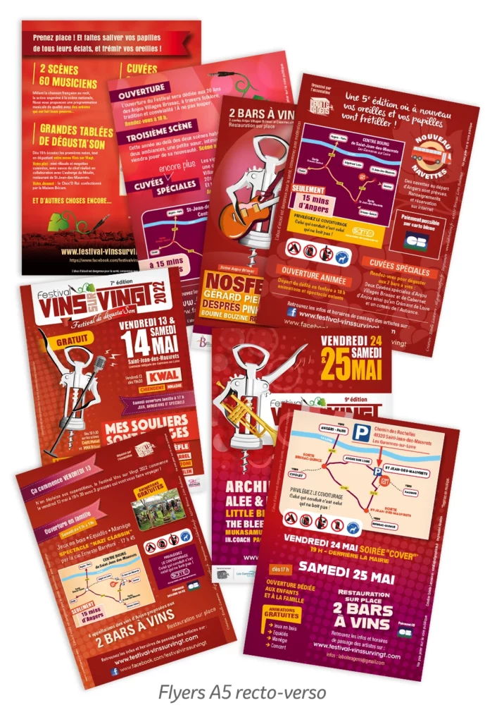 Création des flyers de toutes les éditions du Festival Vins sur Vingt